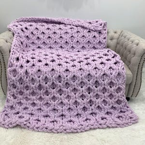 Manta, tejida a mano, manta de chenilla gruesa, patrón de panal, regalo para ella