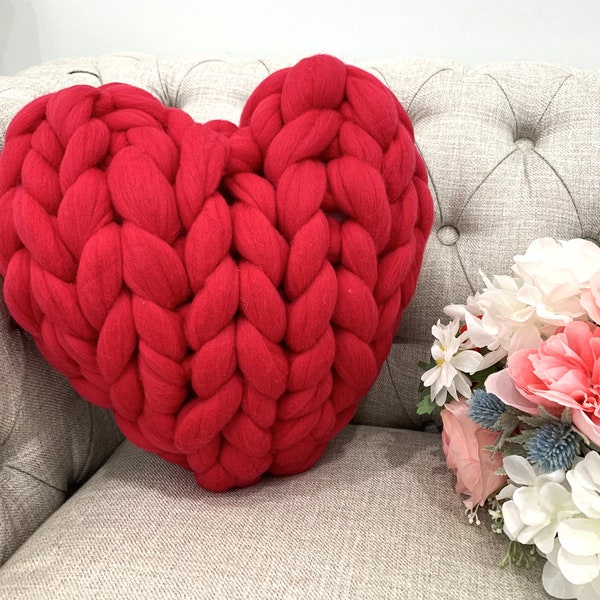 Heart pillow, FREE SHIP, Merino wool, Decorative Pillow,  Wedding gift, Mother's Day gift,