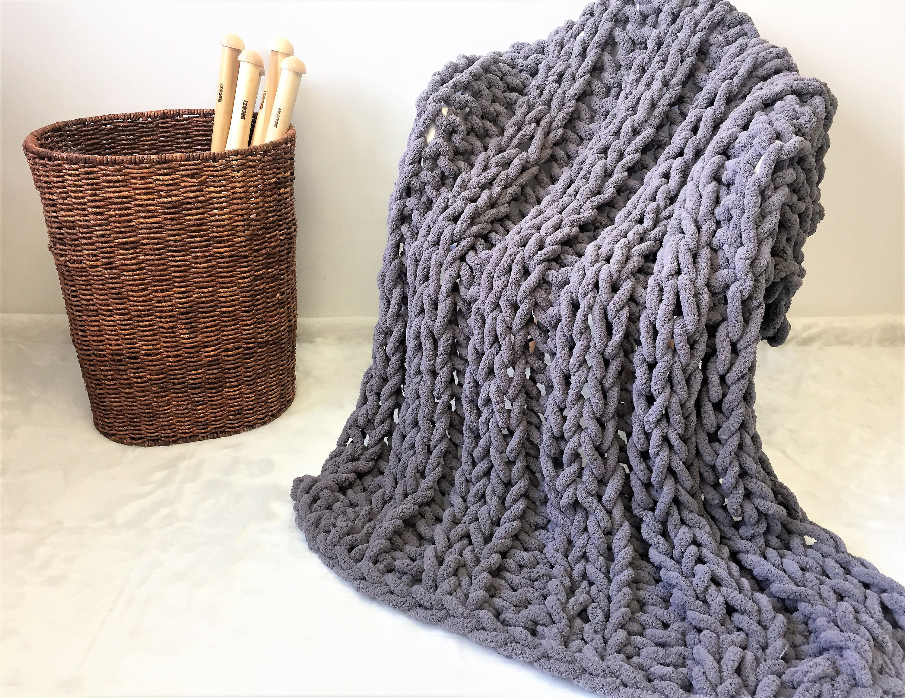 Chunky Knit Blanket Arm Knit blanket Vegan blanket Etsy