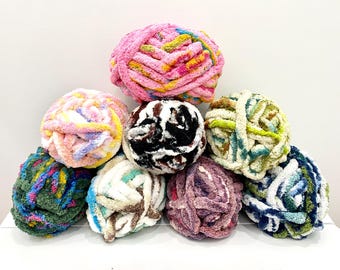 Tie-Dye Chunky Chenille Yarn, Hand Knit Baby Blanket Yarn