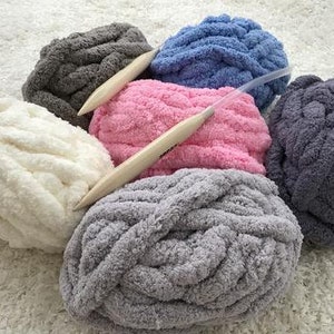 Chenille Yarn, Chunky Chenille Yarn, Hand Knitting Yarn, Blanket Yarn 