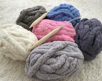 Jumbo Chenille Yarn, FREE SHIPPING, Chenille Yarn, Hand knit yarn, Blanket yarn