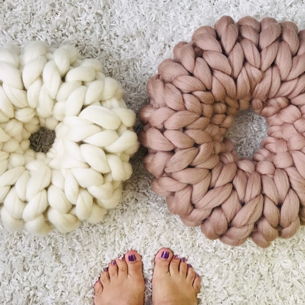 Blue Knit Pillow Etsy