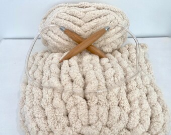 DIY Knit Kit, Chunky Chenille yarn and needles, Chunky Yarn and Big Needles, Birthday gift