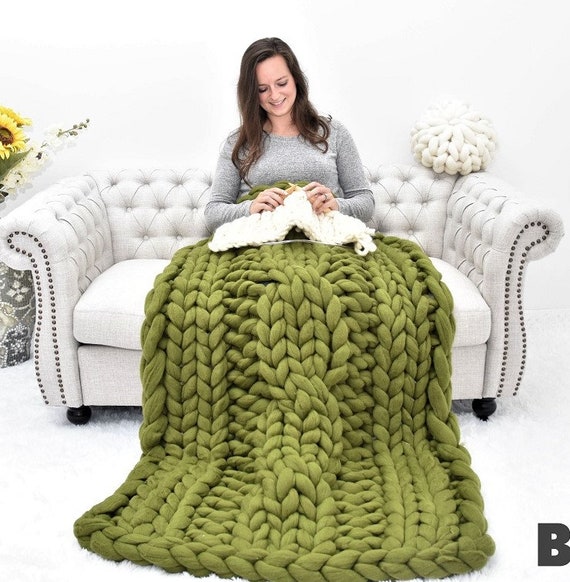 Etsy cable knit blanket hotsell