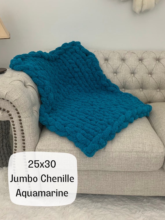 Hand Knit a Chunky Blanket With Jumbo Chenille Yarn 