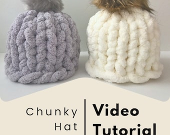 Patrón de gorro de chenilla gruesa y videotutorial