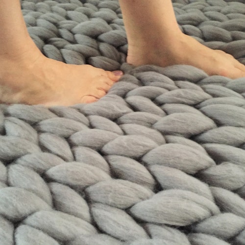Chunky Rug Chunky Knit Carpet Giant Knit Throw Jumbo Knit Etsy