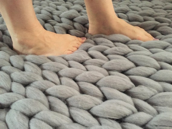 Chunky Rug, Chunky Knit Carpet, Giant Knit Throw, Jumbo Knit