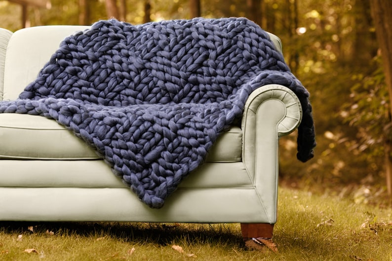 CHUNKY KNIT Blanket Merino Wool Blanket Chunky Knit Blanket Etsy