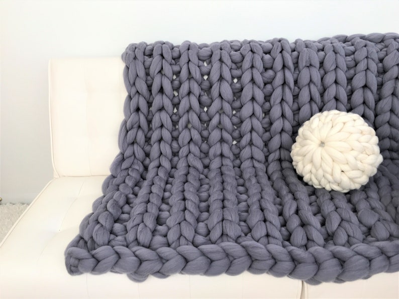 Chunky Knit Blanket Chunky Knit Throw Single Rib Giant Knit Etsy