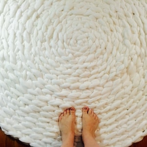 Wool Rug,Crochet Round Rug, Crochet Circular Rug, Super Bulky Merino Rug, gift