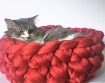 DIY KIT, Hand Crochet your Cat Bed, DIY, Hand knit Chunky cat bed, Hand Crochet Cat Bed, Birthday gift