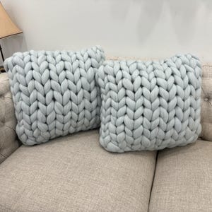 Chunky Knit Pillow, Square Pillow, Super Chunky Pillow, Arm Knit, Merino Wool, Giant Knit, Gift, image 8