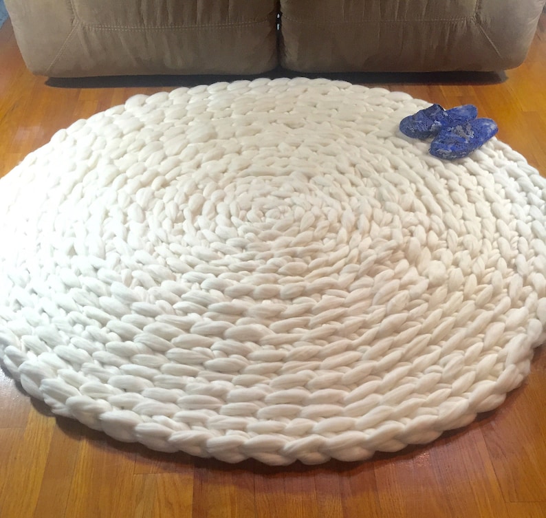Wool Rug,crochet Round Rug, Crochet Circular Rug, Super Bulky Merino ...