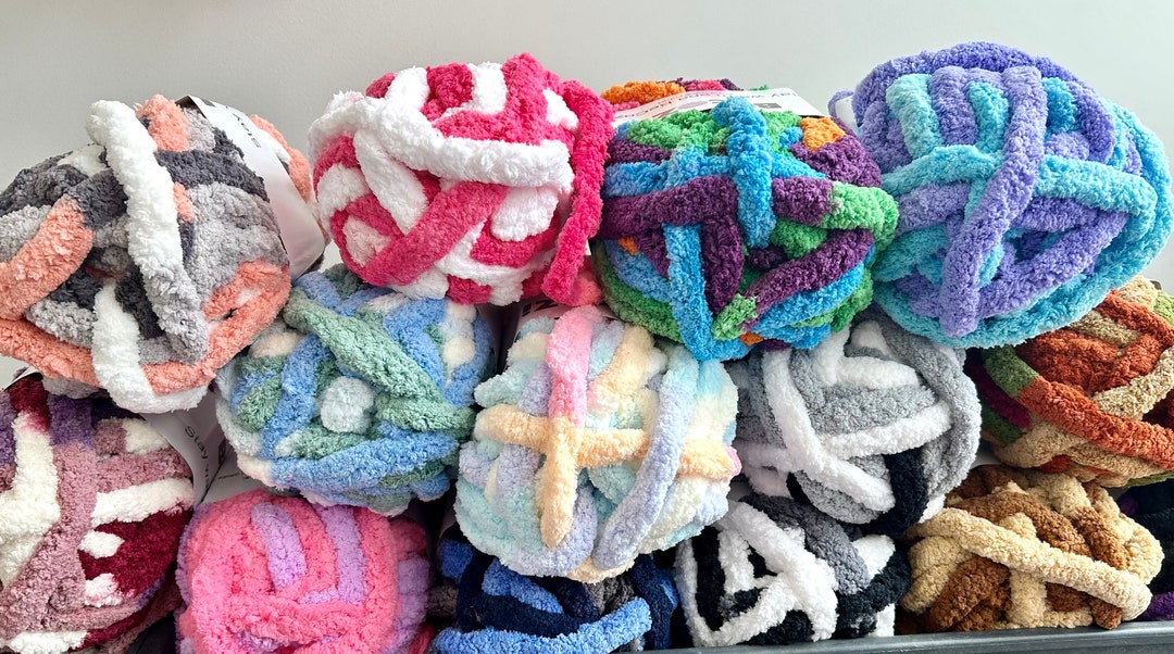Chenille Yarn FREE SHIPPING Mixed Colors Chunky Chenille Yarn Variegated Colors Chenille Yarn Hand Knit Arm Knit Yarn Baby Yarn Etsy