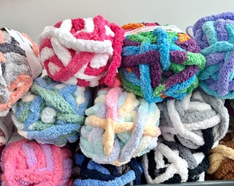 Chenille Yarn, FREE SHIPPING, Mixed colors Chunky chenille Yarn, Variegated colors chenille yarn, Hand knit, Hand knitting Yarn, Baby Yarn
