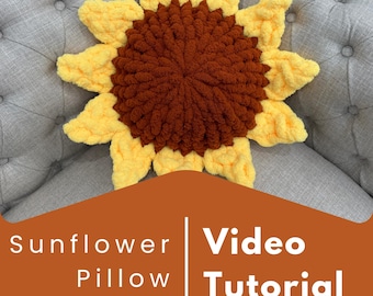 SUNFLOWER PILLOW, Video Tutorial, Hand Knitting