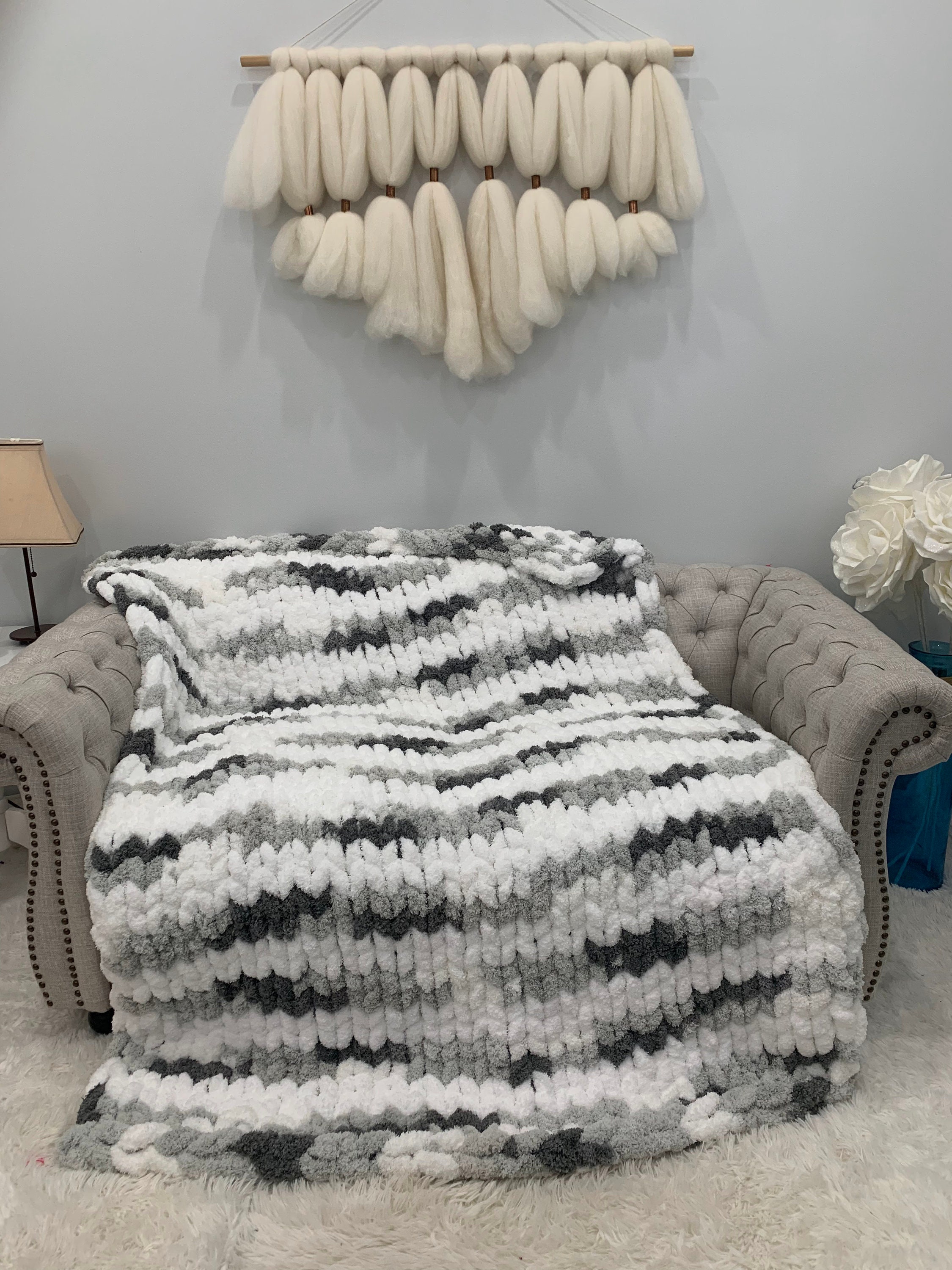 Chenille chunky yarn blanket hotsell