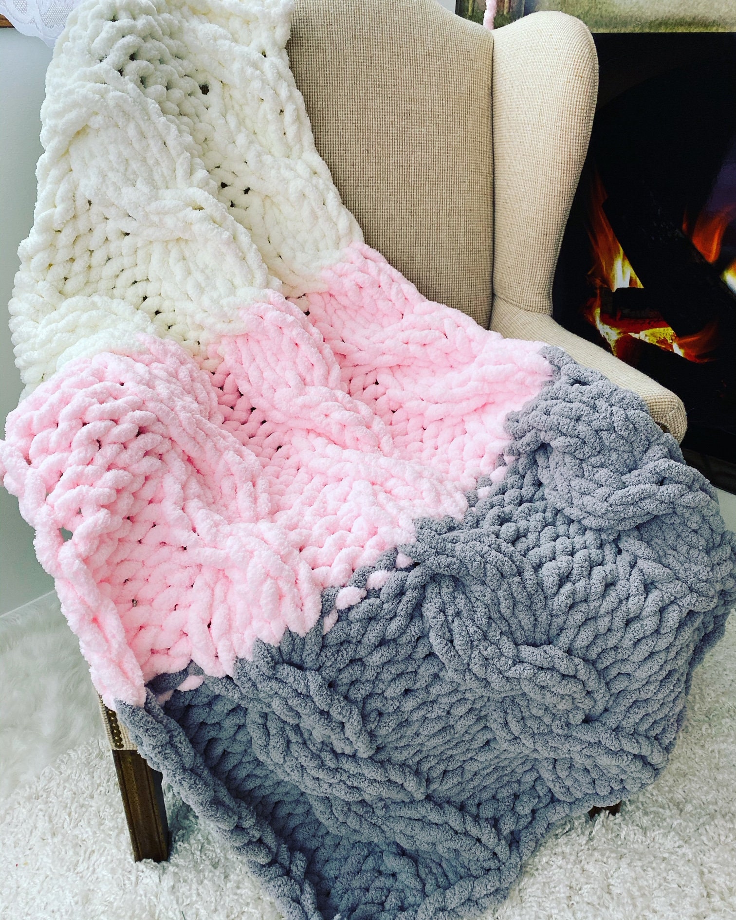 Chunky Knit Blanket Chenille Yarn Blanket Chunky Chenille Etsy UK