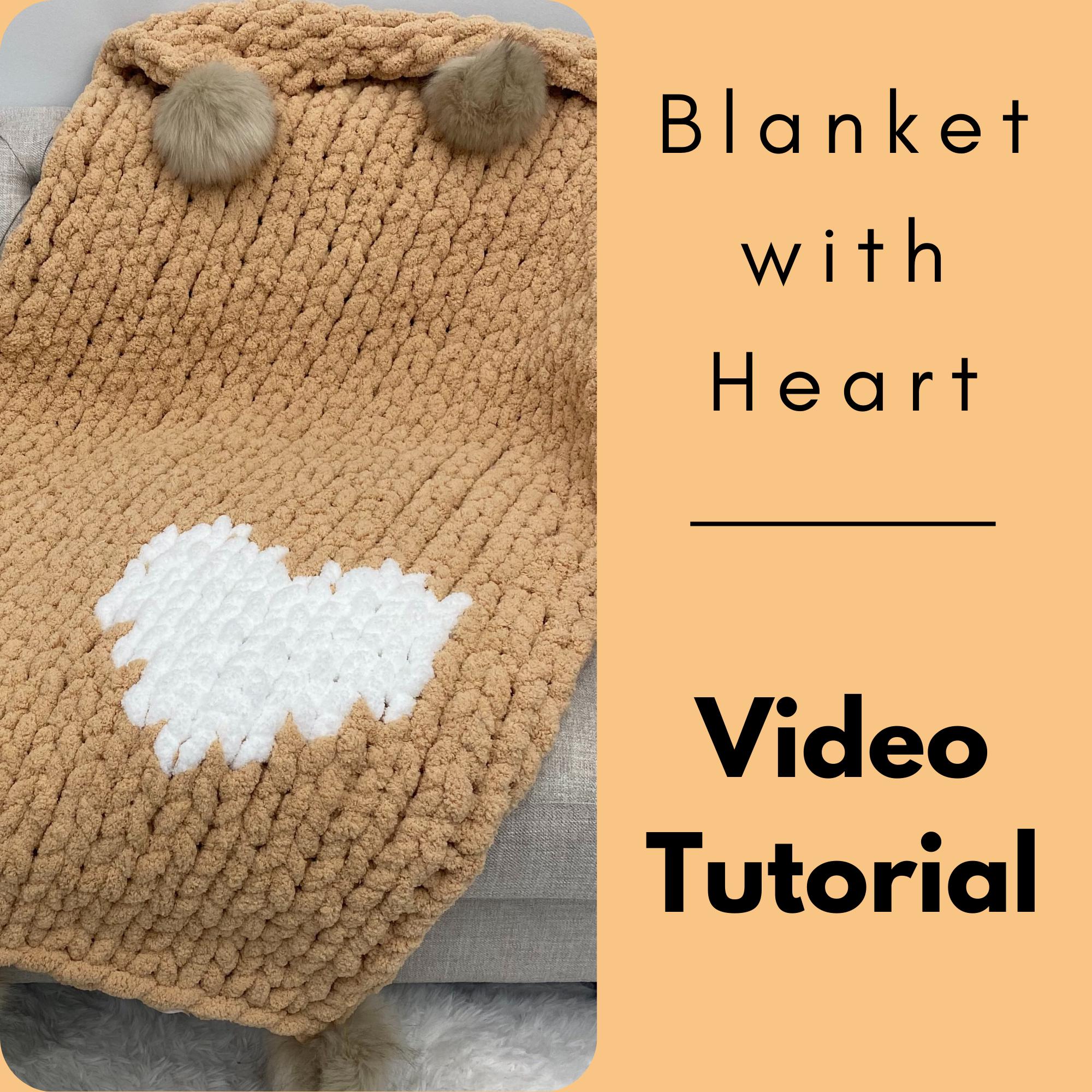 BLANKET WITH HEART blanket, Video tutorial, Hand Knitting