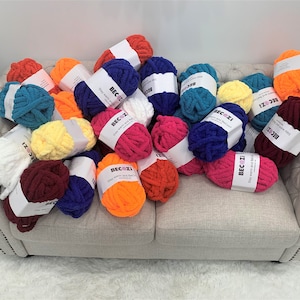 Chenille Yarn, FREE SHIPPING, Chunky Chenille Yarn, Hand knitting yarn, Blanket Yarn image 2