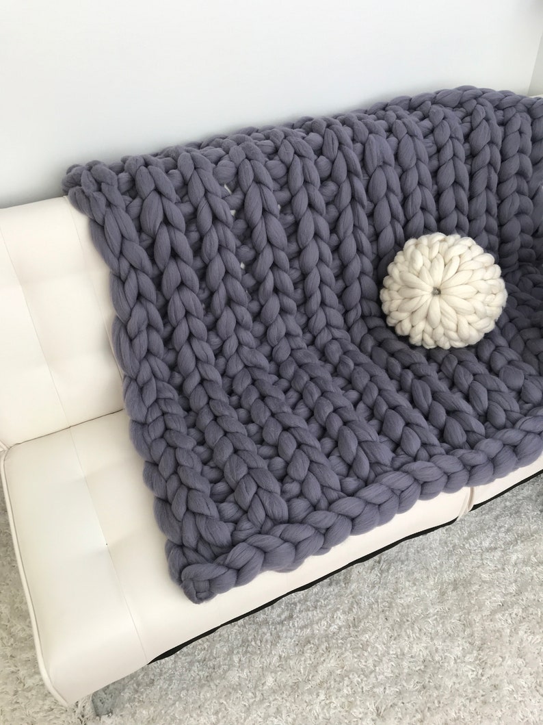 Chunky Knit Blanket Chunky Knit Throw Single Rib Giant Knit Etsy