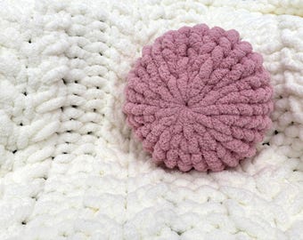 Pillow, Round Pillow, Chunky chenille pillow, Decorative Pillow, Ball Pillow, Wedding gift