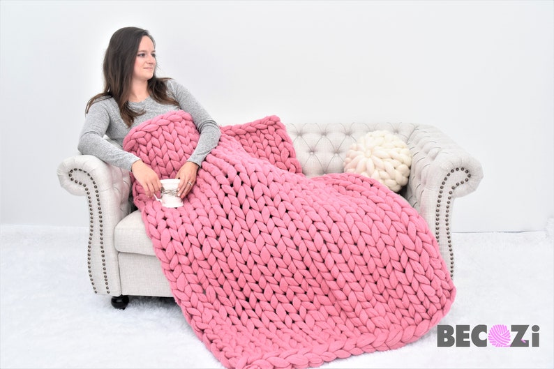 Chunky Knit Blanket SALE Merino Wool Blanket Hand Knitted | Etsy