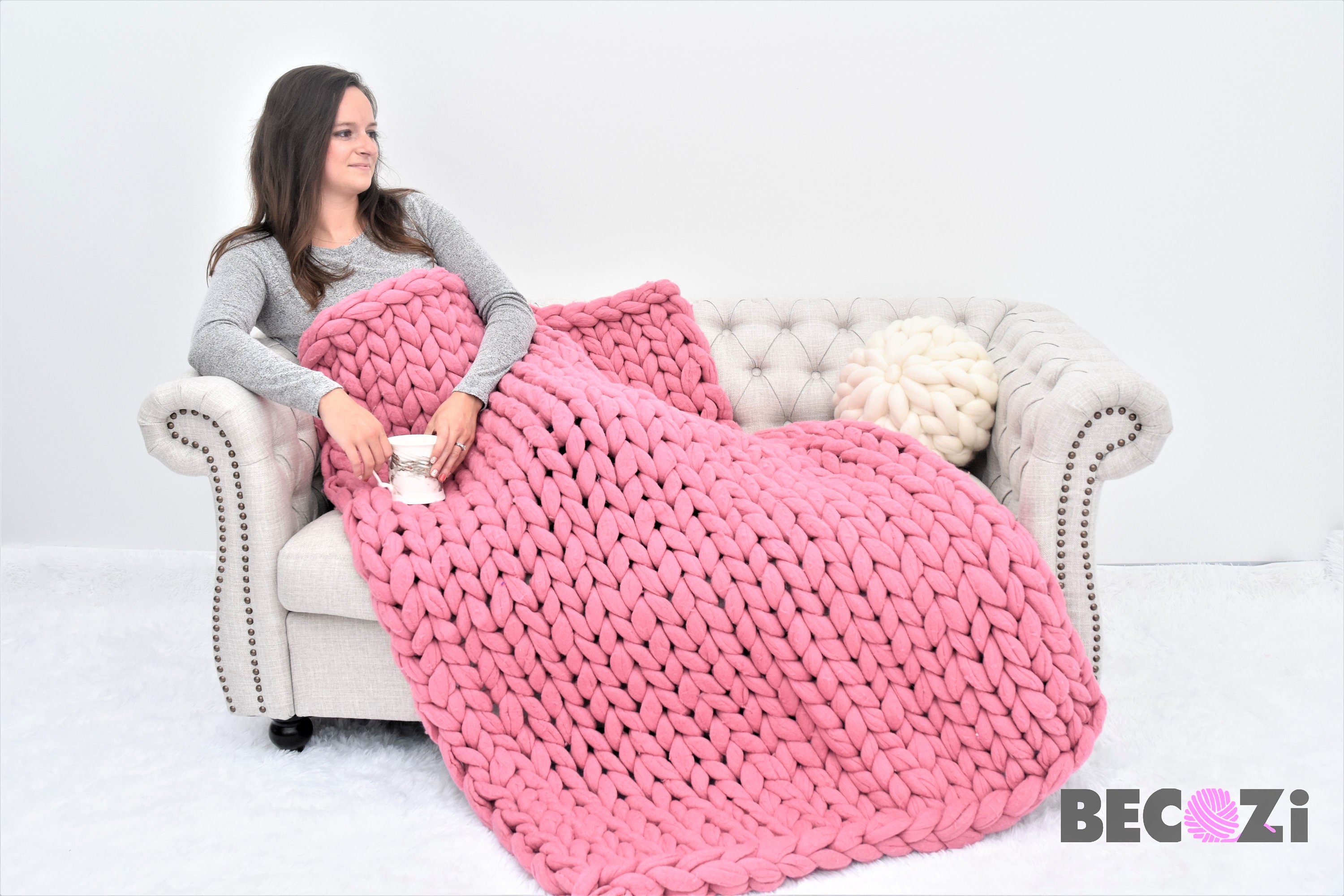 Chunky Knit Blanket SALE Merino Wool Blanket Hand Knitted Etsy