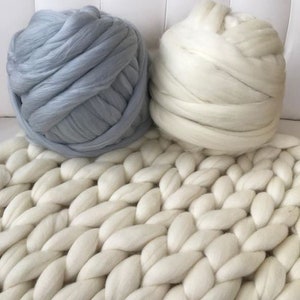 DIY Arm Knit Kit, Merino blanket, Chunky Knit DIY knitting kit, Birthday gift image 2