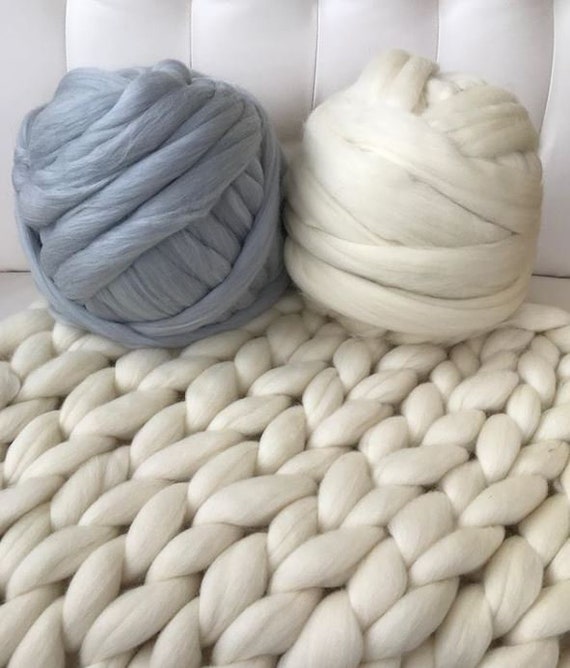 DIY Arm Knit Kit,35x60, Merino Blanket, Chunky Knit DIY Knitting