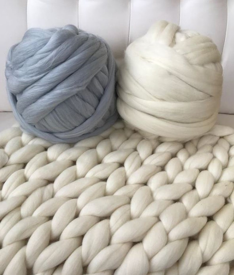 DIY Arm Knit Kit, Merino blanket, Chunky Knit DIY knitting kit, Birthday gift image 2