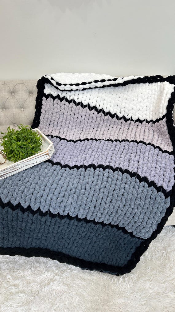Blanket, Chunky knit blanket, Chenille yarn blanket, Hand Knit Blanket, Hand knit, Chunky knit throw,  Gift