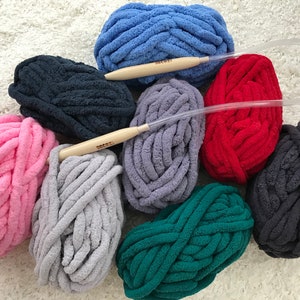 Chenille Yarn, FREE SHIPPING, Chunky Chenille Yarn, Hand knitting yarn, Blanket Yarn image 4