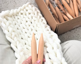 Big Knitting Needles, US Size 50, Big Circular Wooden Knitting Needles