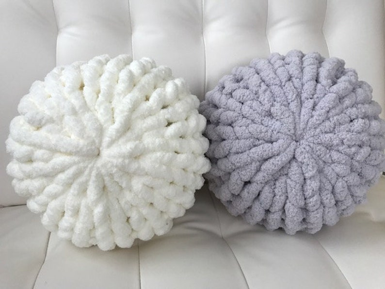 Chunky knit pillow Round Pillow Chunky chenille pillow Etsy