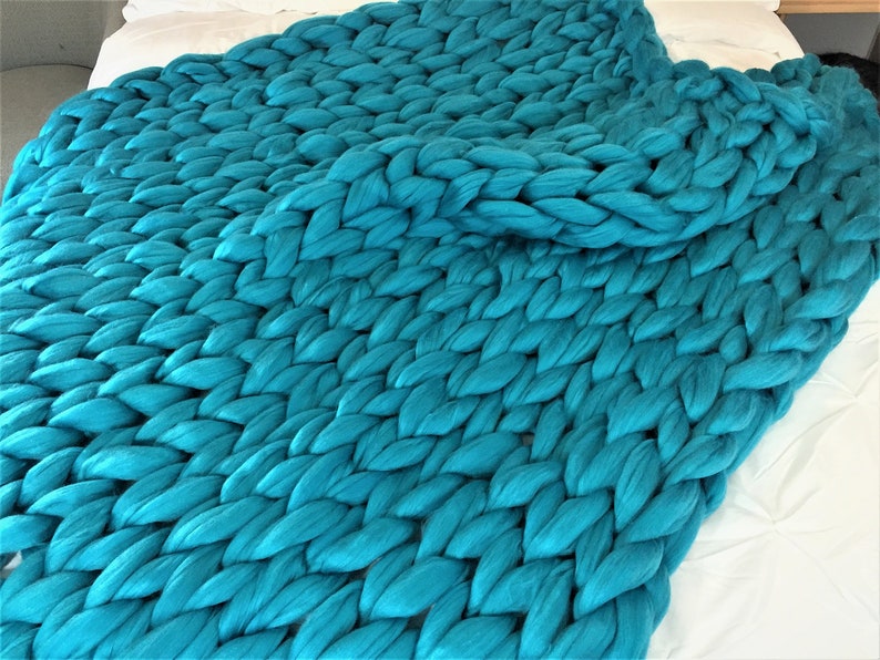Chunky Knit Blanket Vegan Yarn blanketSuper Chunky Vegan Etsy