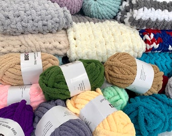Chenille Yarn, FREE SHIPPING, Chunky Chenille Yarn, Hand knitting yarn, Blanket Yarn