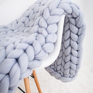 Chunky Knit Blanket, Double Rib, Arm knit blanket, Merino wool blanket, Giant knit Throw, Mother's Day Gift, gift image 3