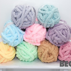 Chenille Yarn, FREE SHIP, 8 skeins Chunky Chenille Yarn, Hand knitting yarn, Blanket Yarn image 1