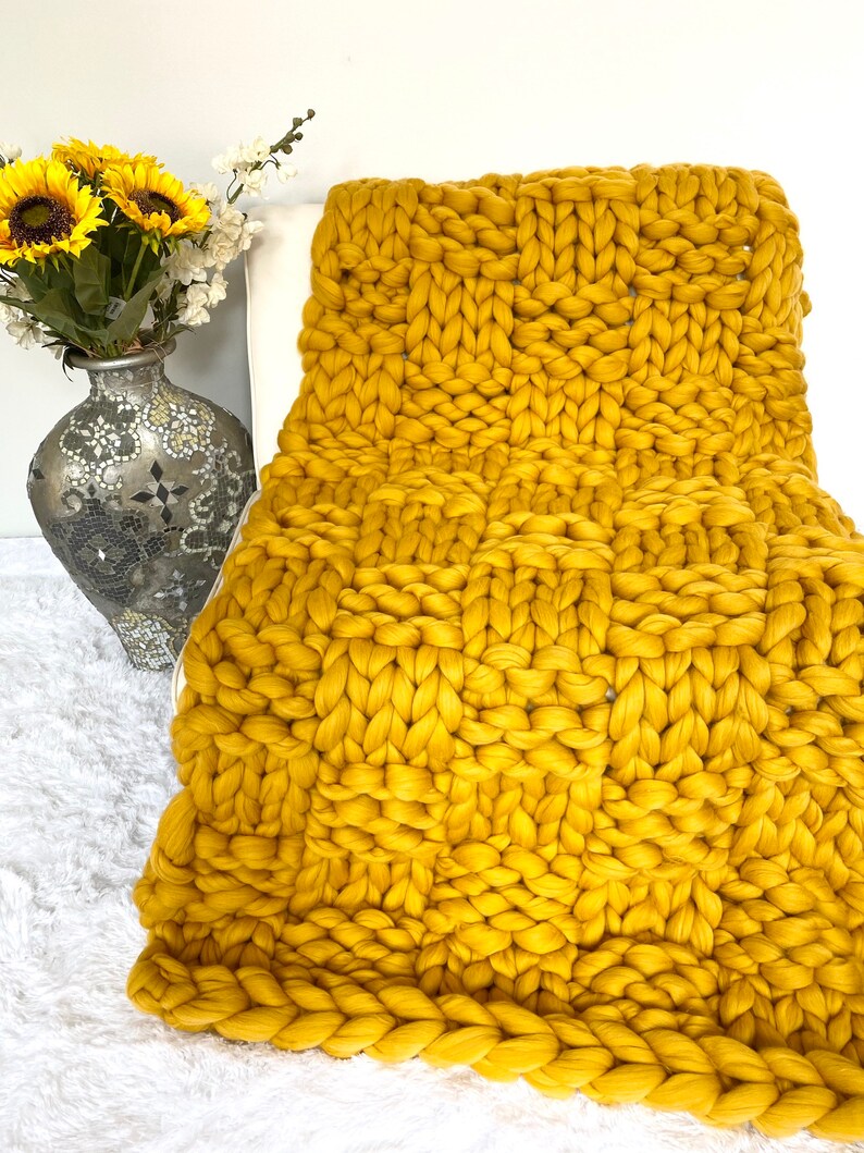 CHUNKY KNIT Blanket Arm Knit Blanket Merino Wool Blanket Etsy