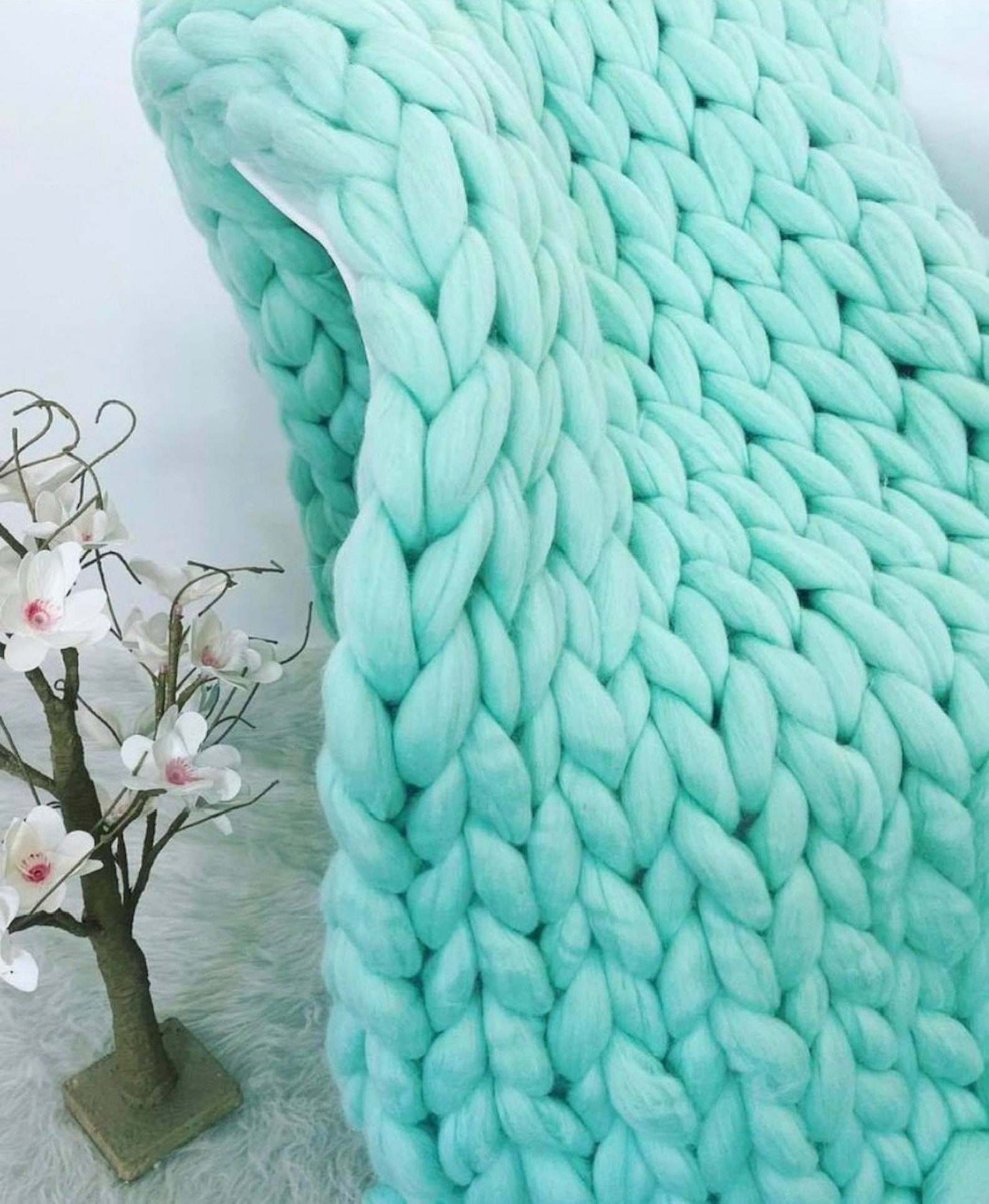 CHUNKY KNIT Blanket Super Chunky Knit Blanket Merino Wool Etsy