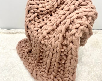 Merino Wool blanket, Chunky Knit Blanket, Hand knit blanket, Double Ribbing pattern, Mother's Day Gift,  gift