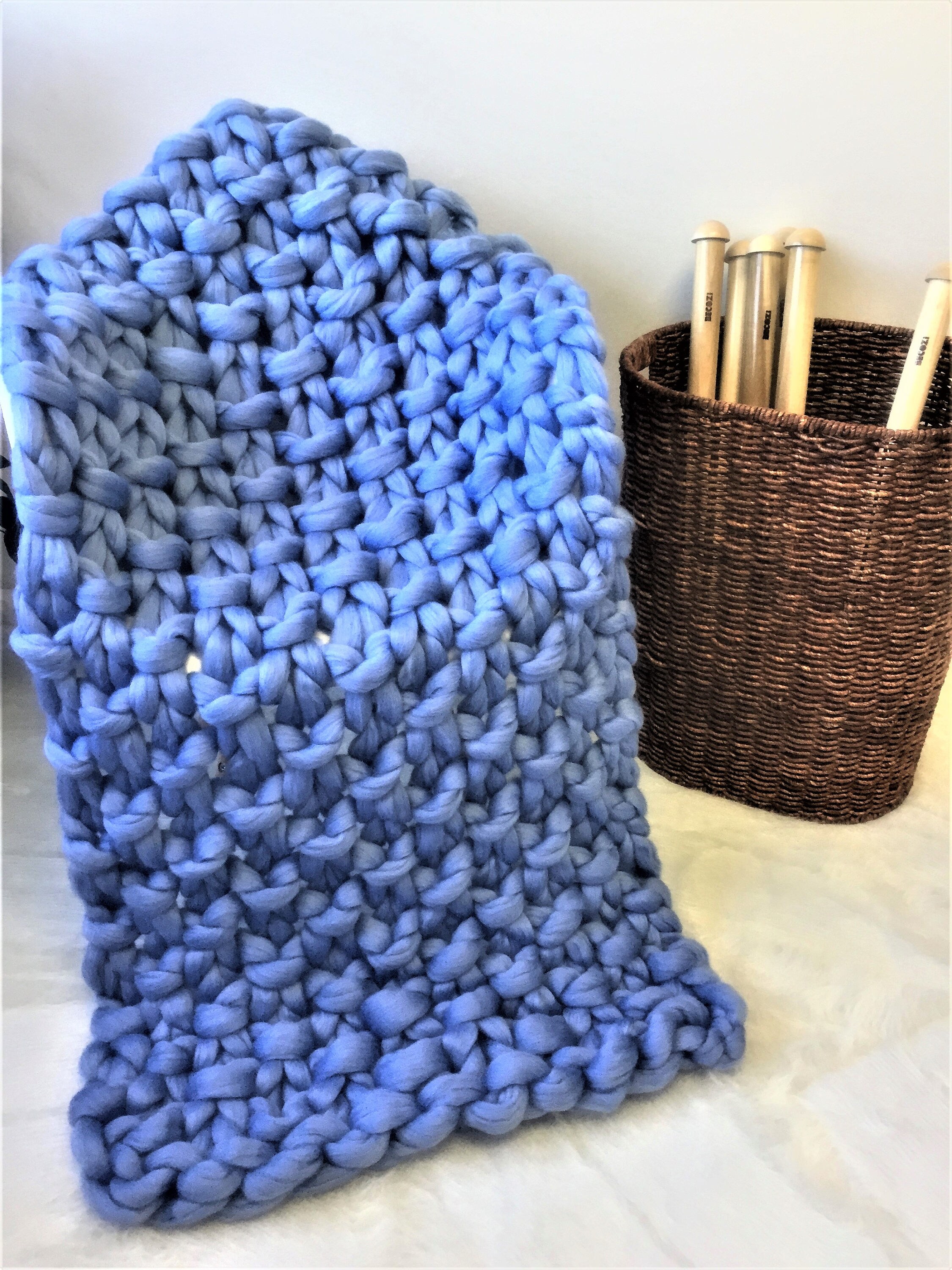 Blanket Knitting kit Queen size 58x70 blanket Giant Knitting | Etsy