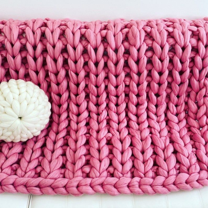 Chunky Knit Blanket Chunky Knit Throw Single Rib Giant Knit Etsy