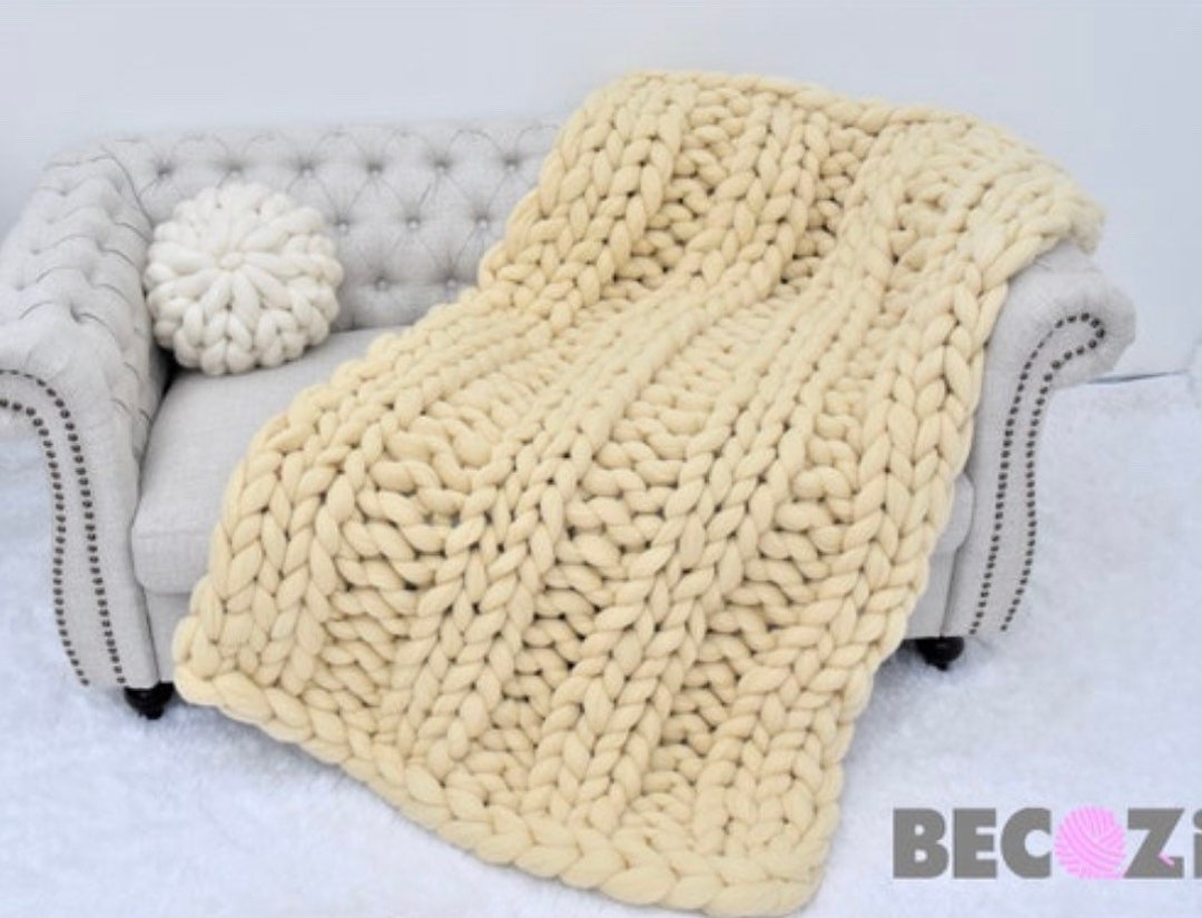 Merino Wool Blanket Chunky Knit Blanket Hand Knit Blanket Etsy