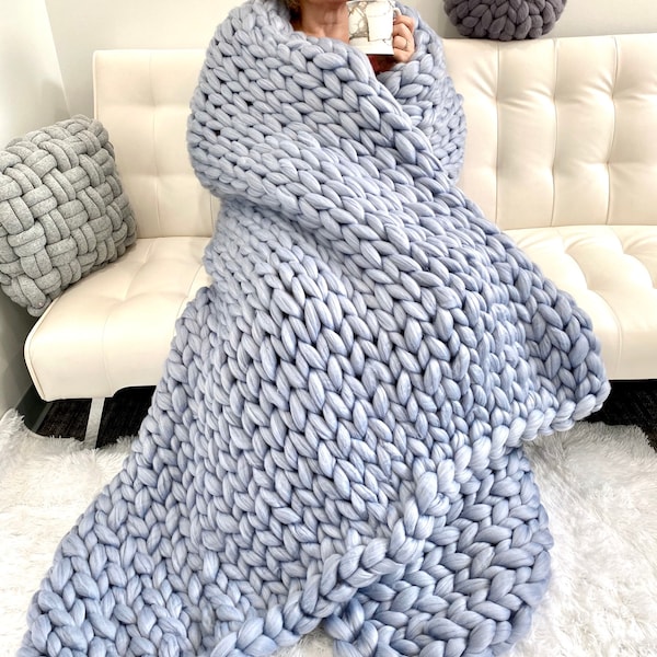Bulky Knit Blanket Etsy
