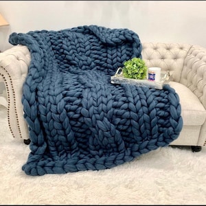 Chunky Cable Knit blanket, Cable Knit blanket, Chunky Knit Blanket, Arm Knit blanket, Giant Knit blanket, MERINO WOOL,  Gift