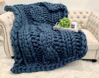 Chunky Cable Knit blanket, Cable Knit blanket, Chunky Knit Blanket, Arm Knit blanket, Giant Knit blanket, MERINO WOOL,  Gift